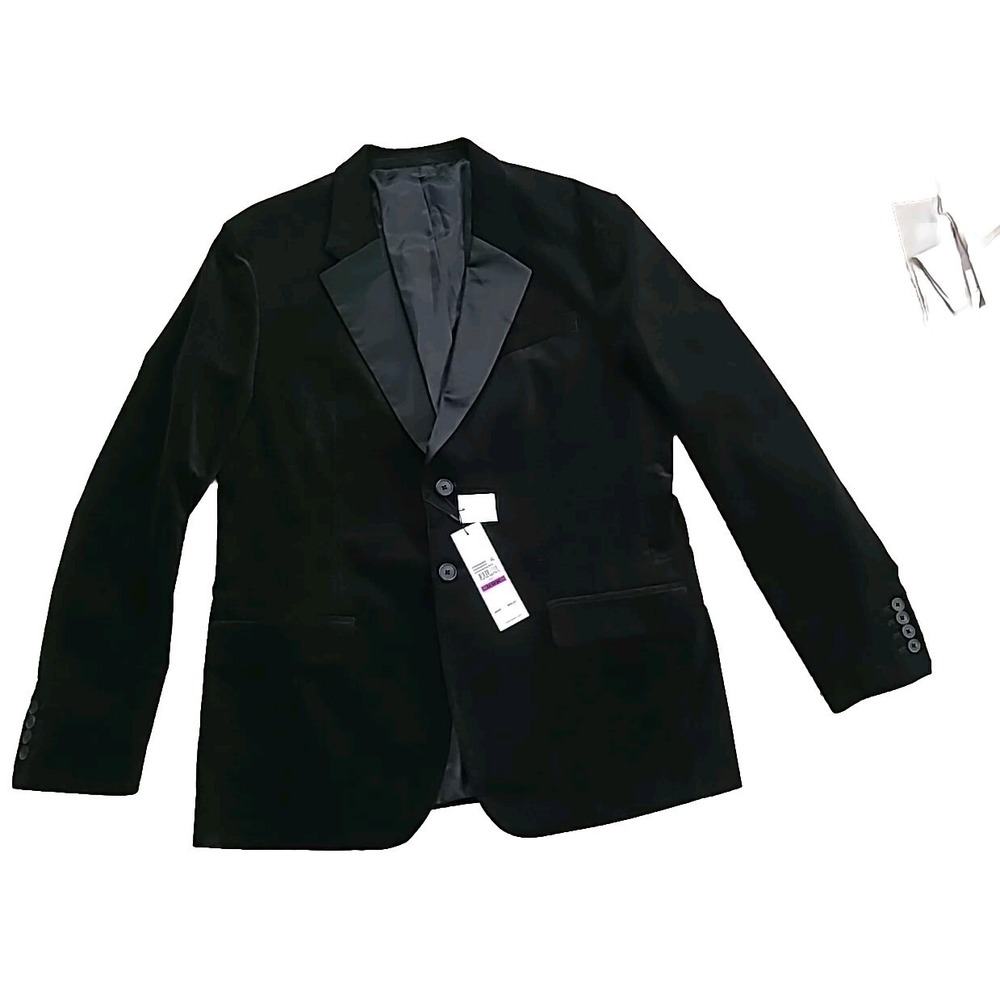 Calvin Klein Blazer MENS 2XL SLIM FIT BLACK VELVET Suit TUXEDO LINED - NEW W TAG